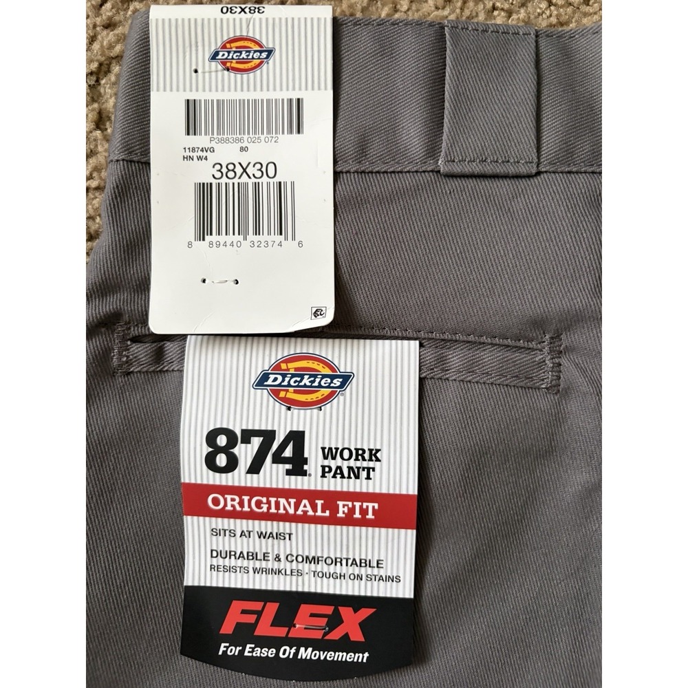 New Dickies 874 Work Pants Trousers Wrinkle Resistant Gray Men's 38x30 NWT JBHS - Picture 11 of 12